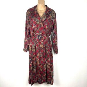 Vintage Talbots Faux Wrap Midi Dress sz 8 PETITE Plaid Equestrian Academia‎ Prep